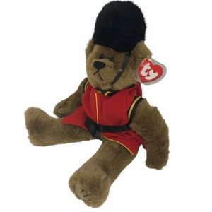 Vintage TY Malcom British queens guard brown Teddy bear plush toy stuffed animal